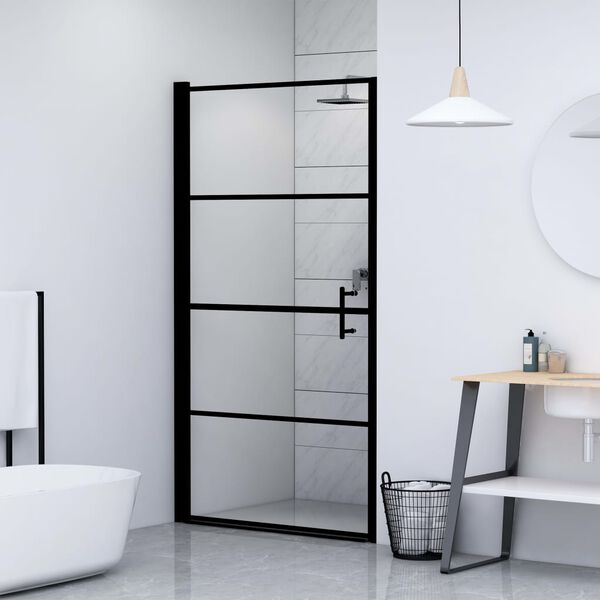 vidaXL Shower Door Tempered Glass 100x178 cm Black