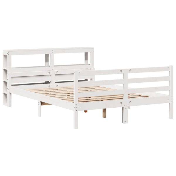 vidaXL Bed Frame with Headboard without Mattress White 150x200 cm King Size