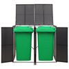 vidaXL Double Wheelie Bin Shed Black 140x80x117 cm Poly Rattan