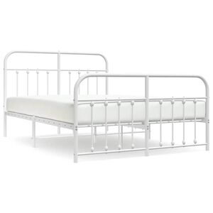 vidaXL Metal Bed Frame without Mattress with Footboard White 140x200cm