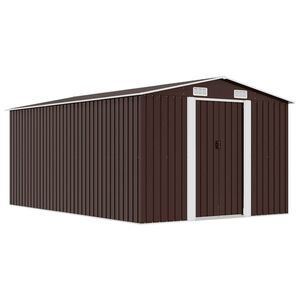vidaXL Garden Shed 257x392x181 cm Metal Brown