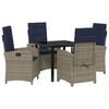 vidaXL Garden Dining Set 5 pcs Grey Poly Rattan
