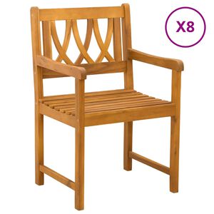 vidaXL Garden Chairs 8 pcs Natural Solid Acacia Wood
