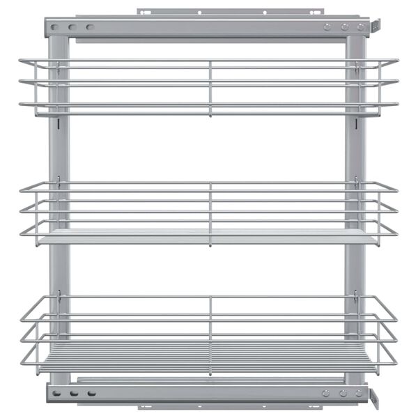 vidaXL 3-Tier Pull-out Kitchen Wire Basket Silver 47x35x56 cm