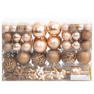 vidaXL 111 Piece Christmas Bauble Set Rose Gold Polystyrene
