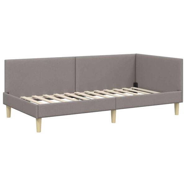 vidaXL Corner Bed Frame with Headboard Taupe 90 cm x 200 cm Velvet