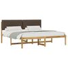 vidaXL Bed Frame with Upholstered Headboard Whitewash and Taupe