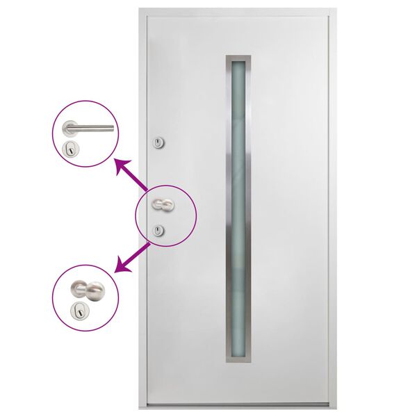 vidaXL Aluminium Front Door White 90x200 cm