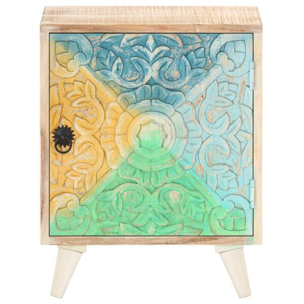vidaXL Carved Bedside Cabinet 40x30x50 cm Solid Acacia Wood