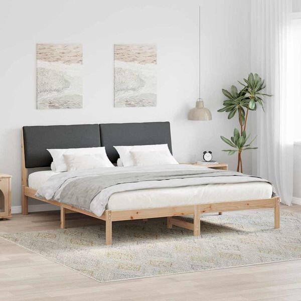 vidaXL Bed frame Brown and dark grey 180 x 200 cm Solid pine wood