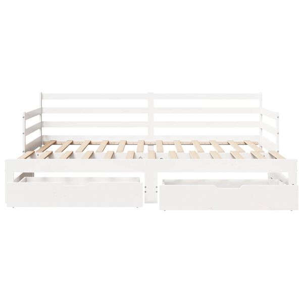 vidaXL Daybed with Trundle and Drawers without Mattress White 90x200 cm
