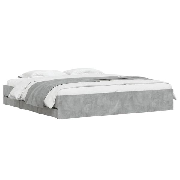 vidaXL Bed Frame with Drawers without Mattress Concrete Grey 160x200 cm
