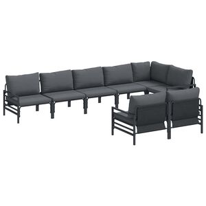 vidaXL Garden Sofa Set 8 pcs Black Steel