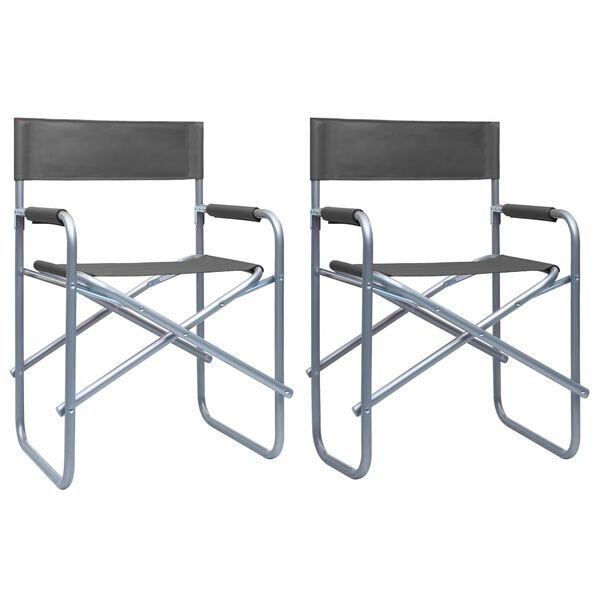 vidaXL Director's Chairs 2 pcs Steel Grey