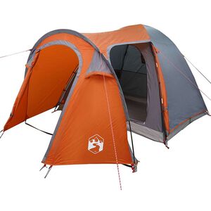 vidaXL Dome Tent 6-Person Grey and Orange Taffeta Waterproof