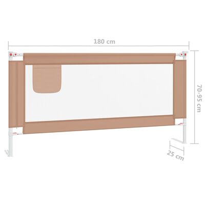 vidaXL Toddler Safety Bed Rail Taupe 180x25 cm Fabric
