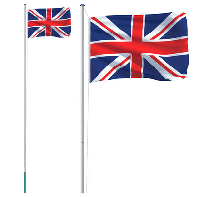 vidaXL UK Flag and Pole 6.23 m Aluminium