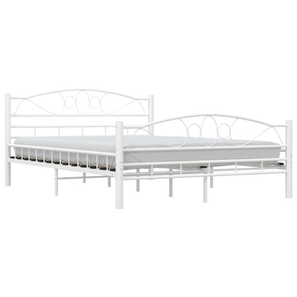 vidaXL Bed Frame White Metal 140x200 cm