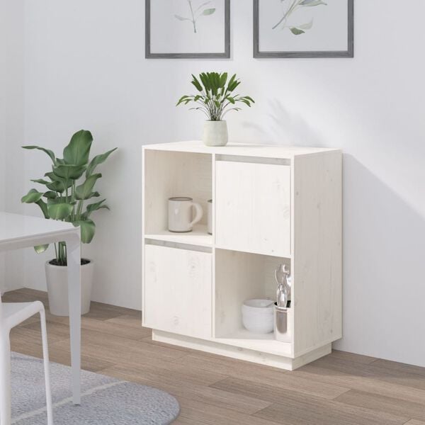 vidaXL Sideboard White 74x35x80 cm Solid Wood Pine