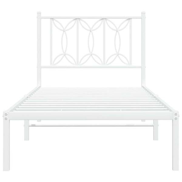 vidaXL Metal Bed Frame without Mattress with Headboard White 75x190cm