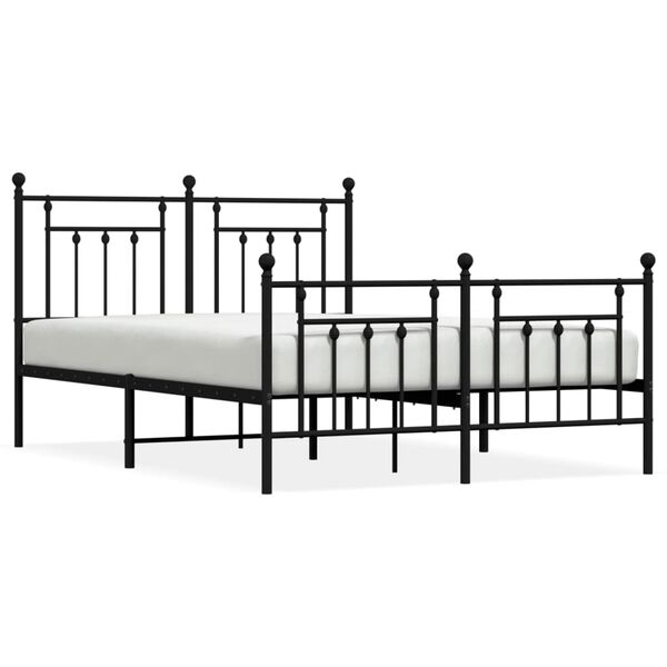 vidaXL Metal Bed Frame without Mattress with Footboard Black 140x190cm