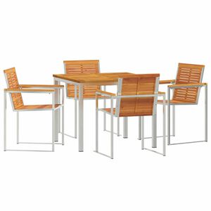 vidaXL Garden Dining Set 5 pcs Solid Acacia Wood and Stainless Steel