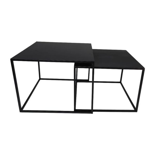 HSM Collection 2 Piece Coffee Table Set Square Black