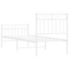 vidaXL Metal Bed Frame without Mattress with Footboard White 75x190cm