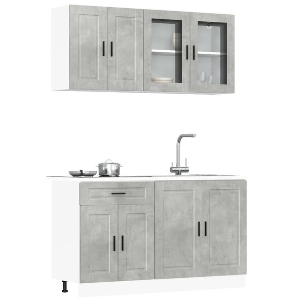 vidaXL 4 Piece Kitchen Cabinet Set Porto Concrete Grey Engineered Wood