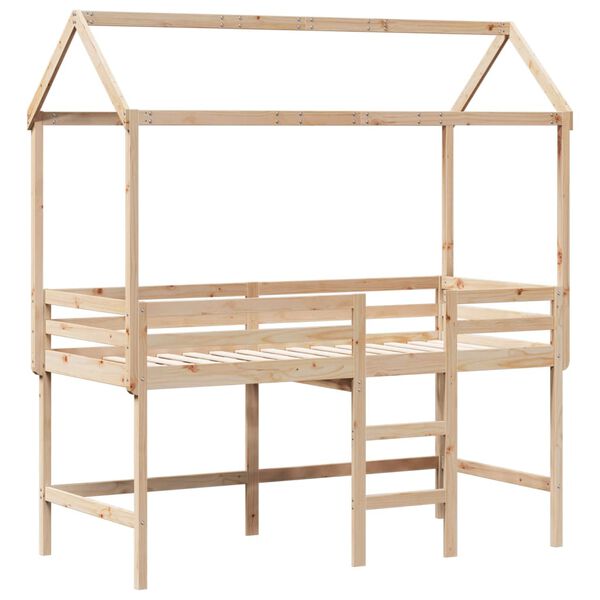 vidaXL Loft Bed with Ladder and Roof without Mattress 90x190 cm Single