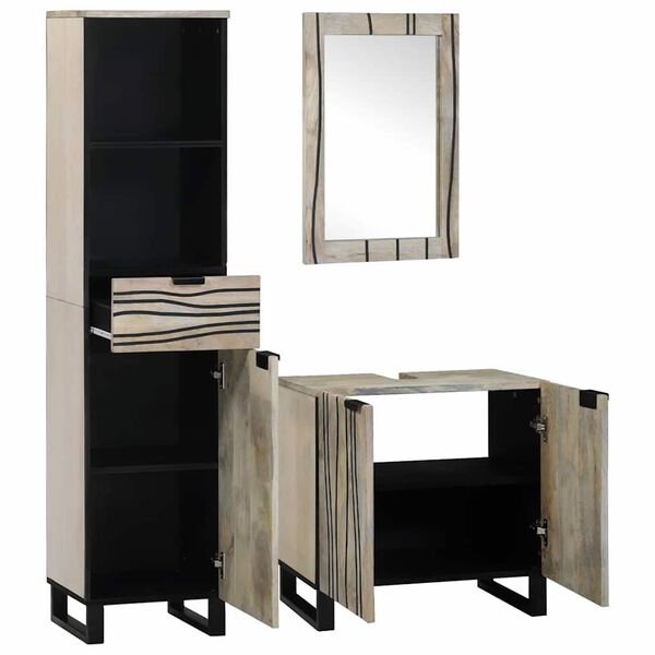 vidaXL Bathroom Furniture Set with Drawer 3 pcs White Engineered Wood