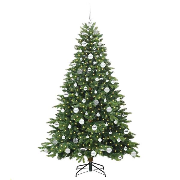 vidaXL Artificial Christmas Tree with 300 LEDs Green 180 cm PE and PVC