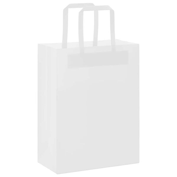 vidaXL Paper Bags 250 pcs with Handles White 21x11x28 cm