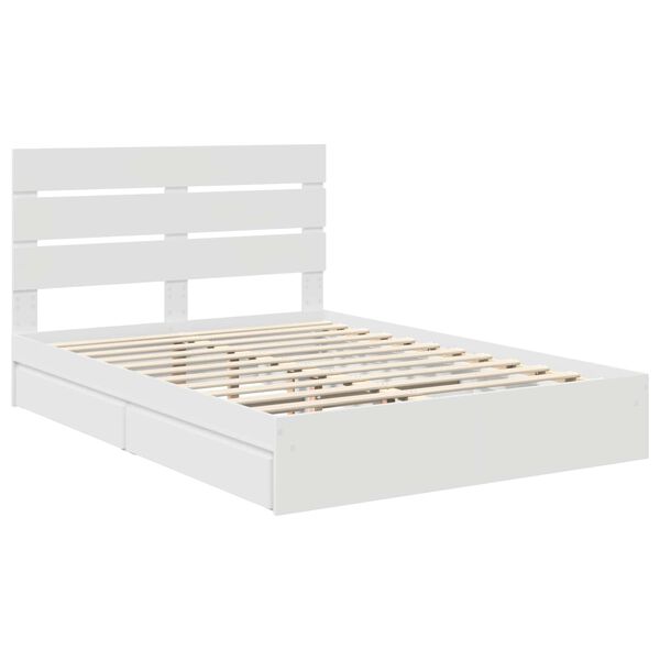 vidaXL Storage Bed with Headboard White 140 x 200 cm Engineered Wood