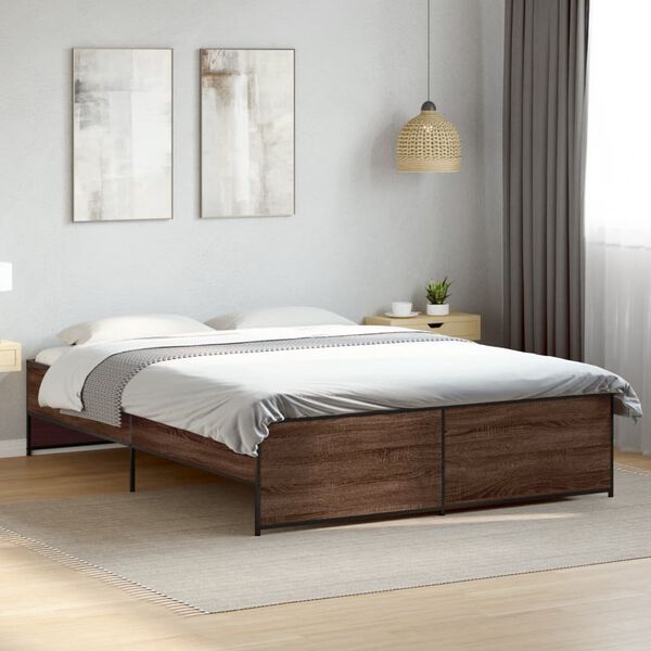 vidaXL Bed Frame without Mattress Brown Oak 140x200 cm
