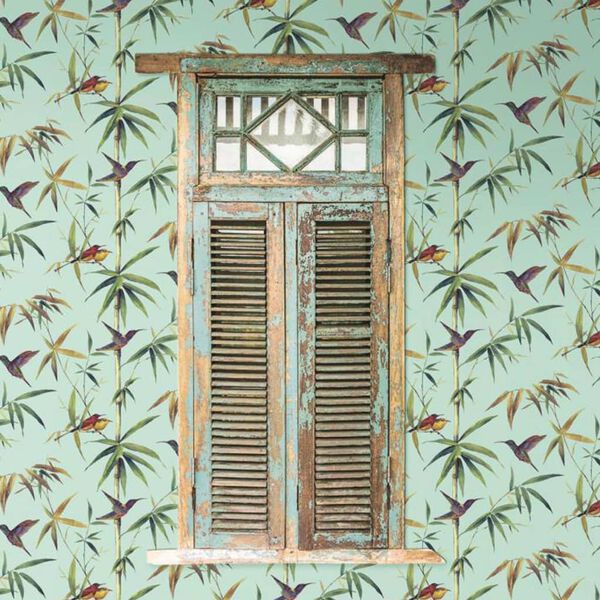 Noordwand Wallpaper Kolibri and Bamboo Turquoise