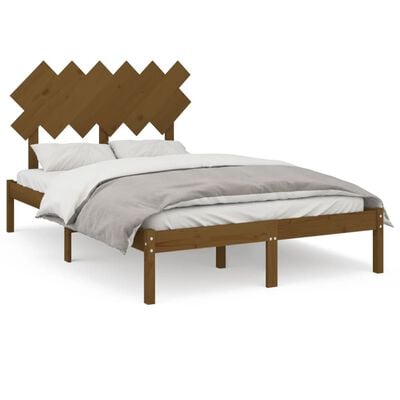 vidaXL Bed Frame Honey Brown 120x190 cm Small Double Solid Wood