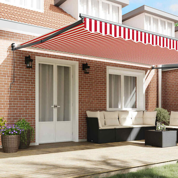 vidaXL Retractable Awning Red and White 500 x 300 cm Fabric and Metal