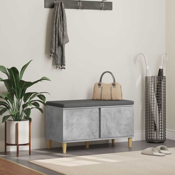 vidaXL Hall Bench with Cushion with Door Concrete Grey 80 x 38 x 46 cm