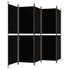 vidaXL 5-Panel Room Divider Black 250x180 cm Fabric