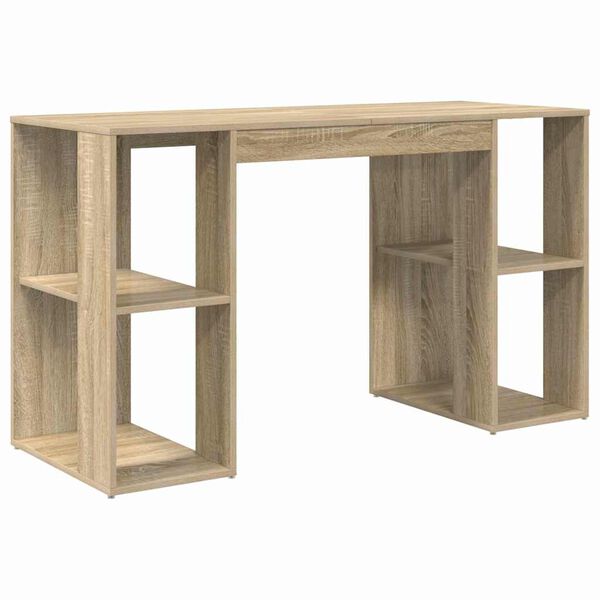 vidaXL Desk with Storage Sonoma oak 130 x 50.5 x 75 cm Engineered Wood