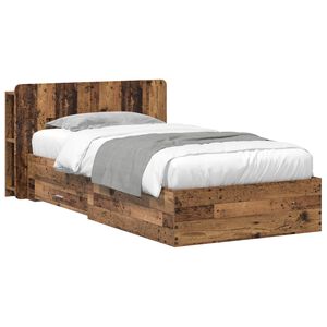 vidaXL Bed Frame with Storage Old Wood 90 x 190 cm Engineered Wood