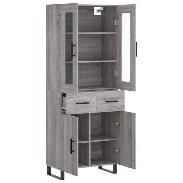vidaXL Highboard Grey Sonoma 69.5x34x180 cm Engineered Wood