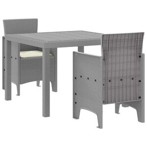 vidaXL Garden Dining Set 3 pcs Light Grey Polypropylene