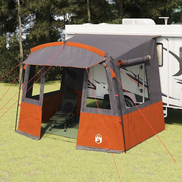 vidaXL Tailgate Tent for Caravan Grey and Orange 352 x 250 x 240 cm
