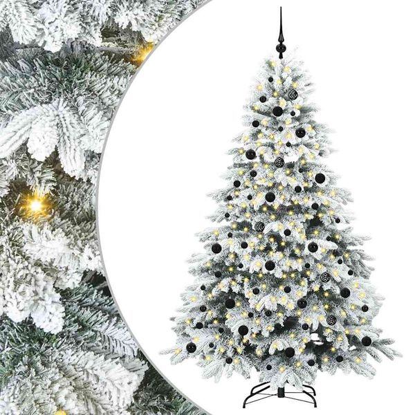 vidaXL Artificial Christmas Tree with 300 LEDs White 210 cm PE and PVC