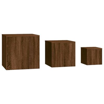 vidaXL Side Tables 3 pcs Brown Oak Engineered Wood