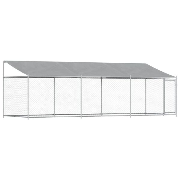 vidaXL Dog Cage with Roof and Door Grey 6x2x2 m Galvanised Steel