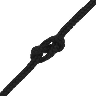 vidaXL Boat Rope Full Black 3 mm 100 m Polypropylene