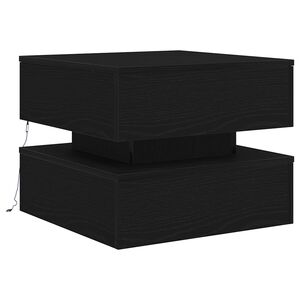 vidaXL Coffee Table with LED Lights Black Oak 50x50x40 cm